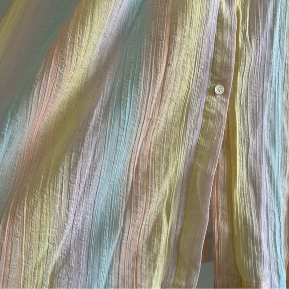 Rare Vintage Christian Dior Rainbow Striped Lounge Dress Tie Bow Neck XS-M - Picture 7 of 9